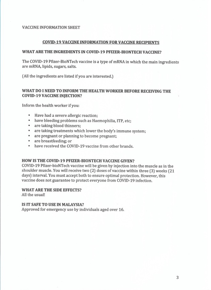 Vaccination Form, page 3